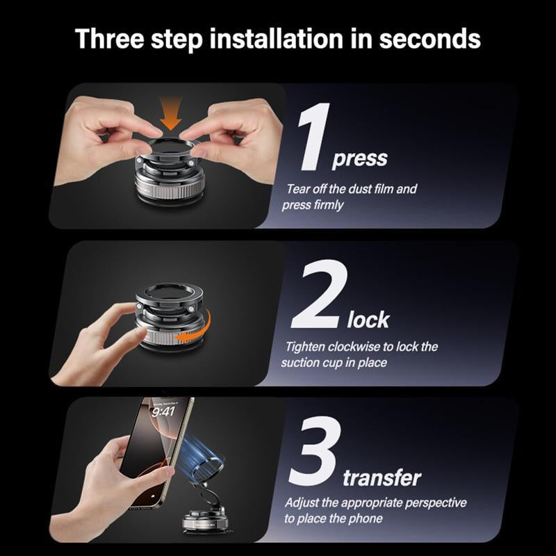 Magnetic Car Phone Holder for Magsafe: 28+LBS Strong Suction Vacuum Phone Mount for Men/Women - 360° Rotatable Adjustable Portable Cell Phone Stand for Iphone 12-16 Pro Max Plus