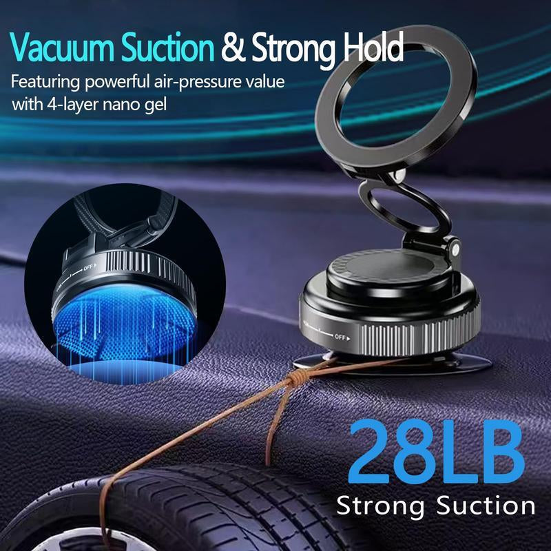 Magnetic Car Phone Holder for Magsafe: 28+LBS Strong Suction Vacuum Phone Mount for Men/Women - 360° Rotatable Adjustable Portable Cell Phone Stand for Iphone 12-16 Pro Max Plus