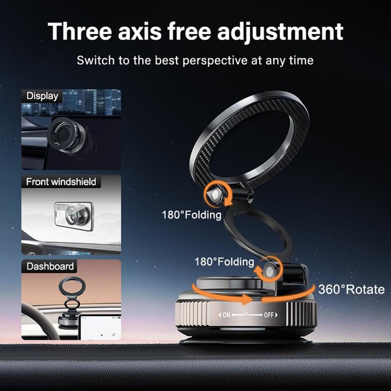 Magnetic Car Phone Holder for Magsafe: 28+LBS Strong Suction Vacuum Phone Mount for Men/Women - 360° Rotatable Adjustable Portable Cell Phone Stand for Iphone 12-16 Pro Max Plus